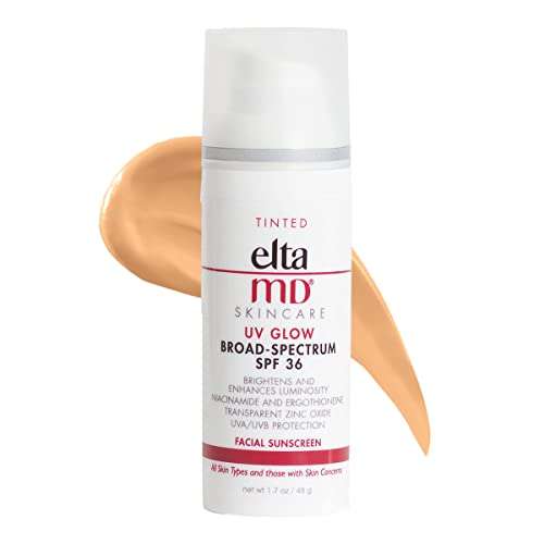 EltaMD UV Glow Tinted Sunscreen for Dewy Skin, SPF 36 Primer Tinted Mineral Sunscreen with Zinc Oxide, Brightens and Hydrates for Glowy Skin, Increases Skin Luminosity, Non Greasy, 1.7 oz Pump 1