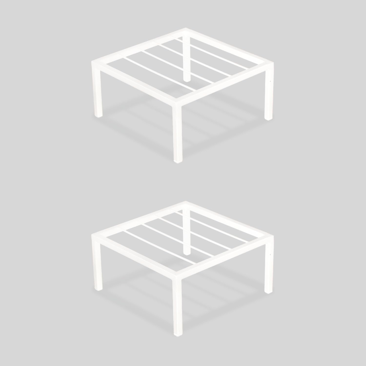 BonKaso Heavy Duty Square White Plant Stand, Pack of 2 Planter Metal Stand for Indoor Potted Plants, Outdoor Plant Stand for Home, Balcony, Garden with Space-Saving Design 1