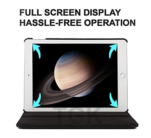 TGK Rotating Cover for iPad Pro 12.9 Inch 2017/2015 Release [1st & 2nd Gen] Model : A1670/A1671/A1584/A1652 - Black 360 Degree Auto Sleep/Wake Leather Smart Case 2