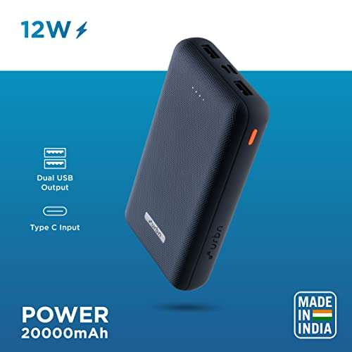 URBN 10000 mAh Li-Polymer Ultra Compact Power Bank | 12W Fast Charge | Dual USB Output | Type C | Micro Input | Pocket Size (Camo) 2