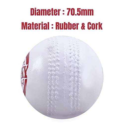 Vicky Leather Cork Cricket Ball Ideal for Intermediate & Recreational Level Matches Standard Size (White, Pack of 6) 5