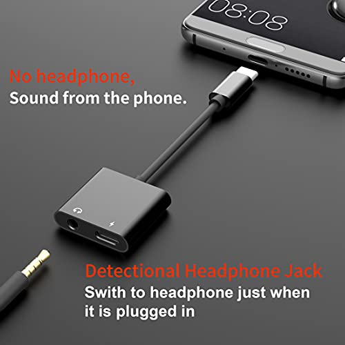 USB C to 3.5mm Headphone Jack Adapter,PD/QC Fast Charge,Wingstek Type-C Audio Earphone Aux Splitter,Work for iPad Pro/Air4/mini6,Samsung Galaxy S21/S20/Ultra/Note 20/10+Plus, Pixel 5/4/3/2 XL, Black 6
