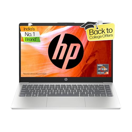 HP 14 Laptop, AMD Ryzen 3 7320U 14 inch(35.6cm) FHD Laptop,8GB LPDDR5, 512GB SSD, AMD Radeon Graphics, Dual Speakers, FHD Camera (Win 11, MSO 21, 1.41Kgs) 14-em0025AU 1
