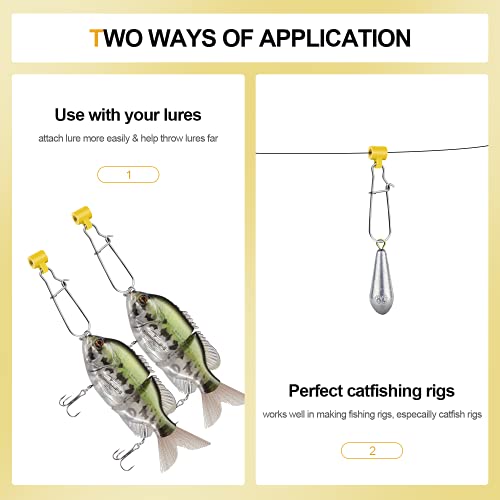 FREGITO 25PCS Fishing Line Sinker Slides Duo Lock Snaps High Strength Stainless Steel Heavy Duty Sinker Weights Connector with Duo Lock Snaps 6