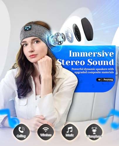 Perytong Sleeping Headphones Bluetooth Headband, Soft Long Time Play Sleeping Headsets with Built in Speakers Perfect for Workout,Running,Yoga,Travel, Darkgray 4