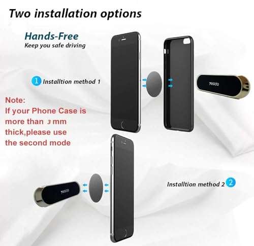 Magnetic Phone Car Mount, Dashboard Holder Car Compatible Mini Strip Magnet Phone Car Mount , Rotating Magnetic Suction Mobile Phone Holder with All Smartphone and Tablets Cell Phone Car Kits. 2