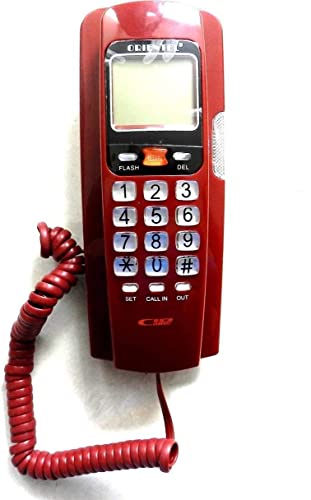 Savpesh Landline Telephone for Office || KX-T555 Corded Caller ID Phone || LAN Wire Fiber Support System Basic Calling Phone for Home & School (Red)