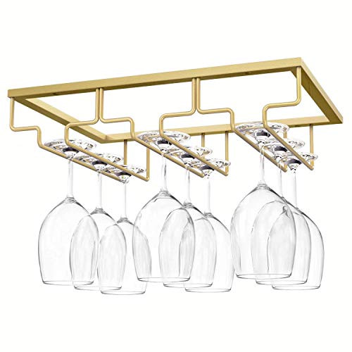 hodzumrac Wine Glass Rack under Cabinet Stemware Rack, Wine Glass Holder Organizer for Cabinet Kitchen Bar Glasses Storage Hanger 1