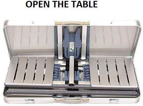 NAITRAZONE Outdoor Aluminium Portable Folding Camp Suitcase Picnic Table with 4 Seats and Umbrella (Multicolour) 6