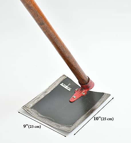 Krufe® High Tempered Iron Spade, Shovel, Fawda, Kassi [9"x10"] - Durable, Heavy-Duty Garden Tool for Digging, Planting, and Landscaping - Ergonomic Handle for Comfortable Grip 3