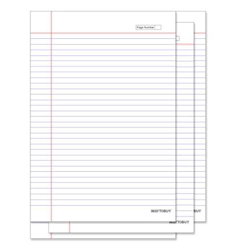 WAYTOBUY Assignment Project Paper Blue Lines and Red Top and Left Lines with Page Number For Students (Sheets: 50, GSM: 70, WB2206) 3