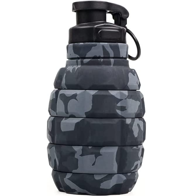 TUFCUP Spit Cup Spittoon for Chewing, Portable Reusable Spit Dipping Cup with Lid, Collapsible Spill Resistant Leak Proof Silicone Body Travel Spitter(Navy Camo)