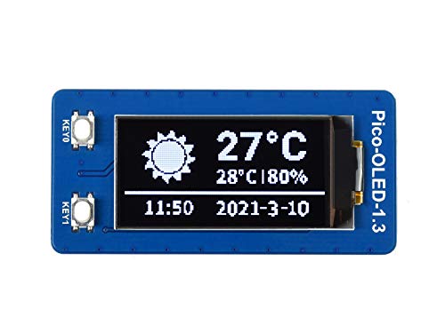 TOP1 1.3 Inch Raspberry Pi Pico OLED Display Module 64×128 Pixels I2C/SPI Communication Built-in SH1107 Driver Chip Black/White 1