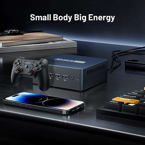 Mini PC Micro Computer Windows 11 - Mini Gaming PC MP100 Built in Retro Game 500G HDD,Intel N100 CPU(Up to 3.4GHz) 8G LPDDR5 RAM,256G M.2 SATA SSD ROM,MiniPC 4K Dual Screen Output,2.4G+5G,BT 4.0 6