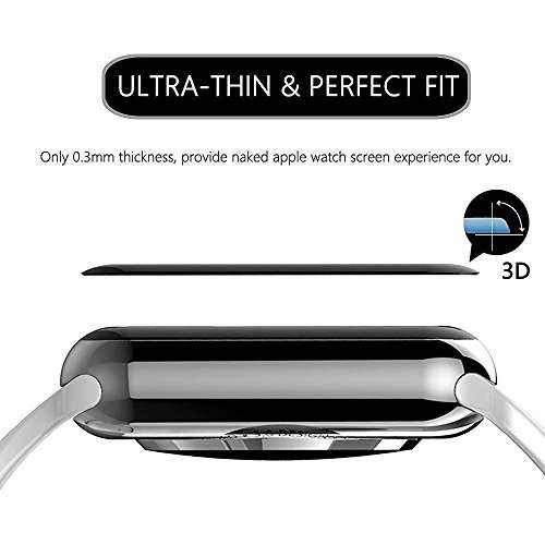 GRIPP® 0.3mm Premium Tempered Glass Screen Protector for Apple iWatch 42mm with 2.5 D Rounded Edges, Ultra-Thin & Prefect Fit with Clear & Smooth (SmartWatch) 3