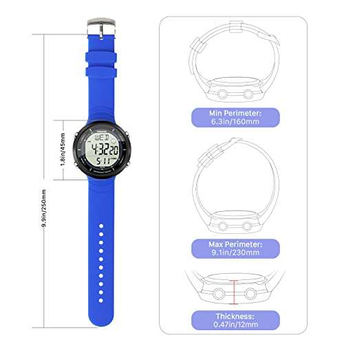 10 ATM 100m Waterproof Digital Sports Watch for Swimming and Diving, with Functions of Chronograph, Stopwatch, Timer, Countdown, Calendar, Dual Time Zone, Alarm Clock, 12 or 24 Hour Format Switchable 6