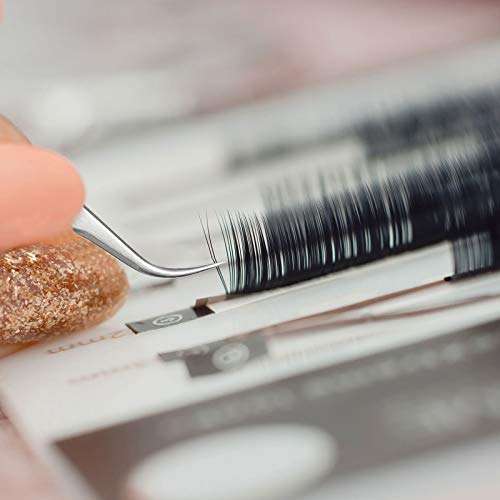 4 Pieces Eyelash Extension Tweezers Stainless Steel Straight and Curved Tip Volume Lash Tweezers Set for Eyelash Extension False Lash Application Tools (Silver) 5