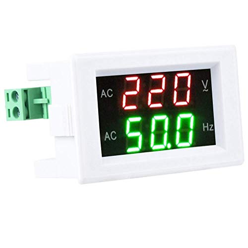 Voltage Frequency Meter, Display LED Digital AC Voltmeter Panel Mounting Frequency Meter Testing Tool (White) 1