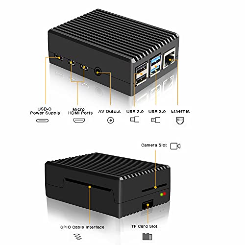 Geekworm for Raspberry Pi 4 Aluminum Case, Heavy Duty Passive Cooling Metal Case/Housing with Heatsink Pillar Compatible with Raspberry Pi 4 Model B Only-Black (P173) 4