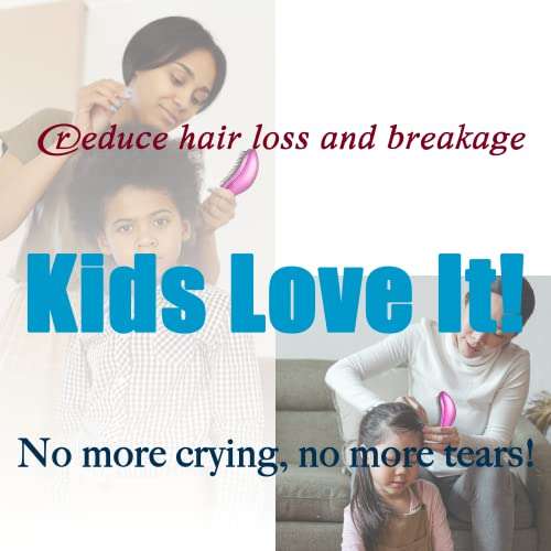 Detangler Brush for Adults & Kids Hair, WYNK Detangling Comb for Natural/ Wavy/ Curly/ Coily/ Wet/ Dry/ Oil/ Thick/ Straight/ Long Hair- 2-Piece Value Set (Blue&Purple) 2