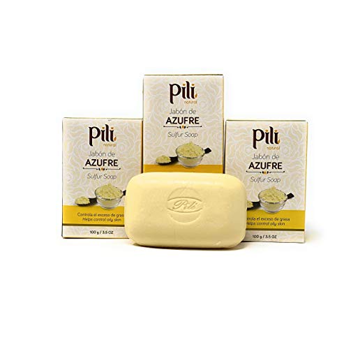 Pili Natural Sulfur Soap Bars (3 Pack) Jabón de azufre - Cleansing soap bars- Control oily skin, unclog pores and prevent acne. 6