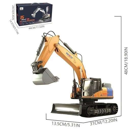 Relizaa RC Excavator, 1:18 Scale, 2.4GHz 15 Channel RC Construction Truck, Engineering Vehicles Educational Toys with Smoke &Light and Music for Kids, Boys and Girls 6