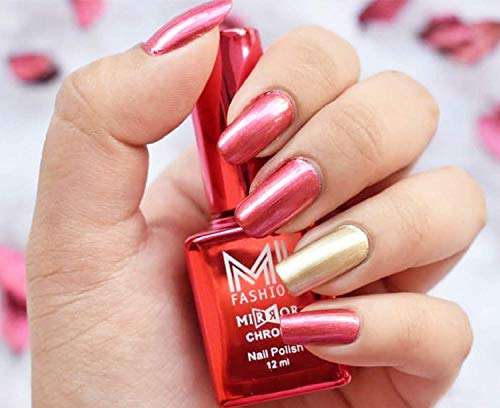 MI FASHION Glossy Chrome Nail Polish Silver Shine, Golden Bliss 12 Ml Each (Combo of 2) 5