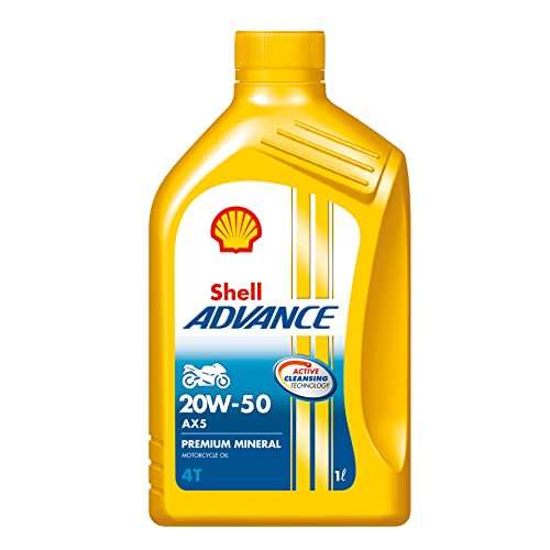 Shell Advance AX5 4T 20W-50 API SL Premium Mineral Motorbike Engine Oil (1 L) 1