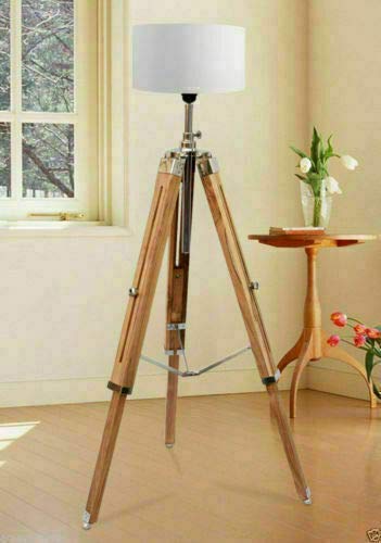 Nautical Expo Antique Wooden Floor Lamp for Living Room White Shade 1