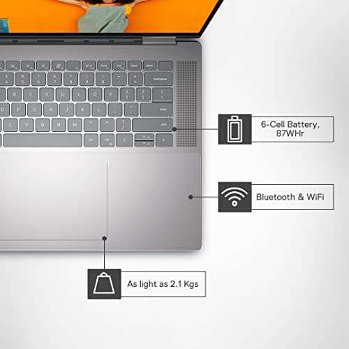 Dell Inspiron 7620 2in1 Laptop, Intel Core i5-1235U Processor/ 8GB DDR4/ 512GB SSD/ 16" (40.64cm) FHD+ WVA AG Touch 300 nits/Active Pen/Windows 11+ MSO'21/15 Month McAfee/Platinum Silver/ 2.1kg 5