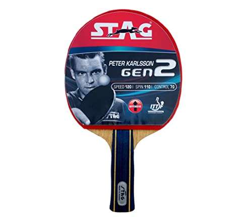 STAG Advanced ITTF Approved Rubber Peter Karlsson Gen II Table Tennis Racquet, Multicolour, 172 grams 1