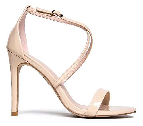 J. Adams Bellini Strappy High Heel Sandal, Nude Vegan Patent, 9 2