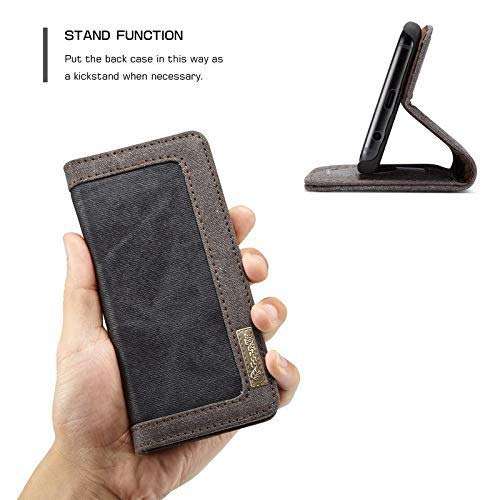 ClickCase Iconic Series for vivo Y21A / Y21E Soft Canvas Denim Cloth Leather Wallet Flip Case Kick Stand with Magnetic Closure Flip Cover for vivo Y21A / Y21E (Dark Grey) 4