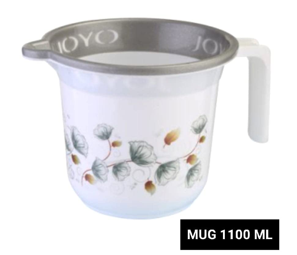 Good Luck Home Wares Joyo Better Homes Printed Plastic Bucket with Bathroom Mug Set, Bucket 20L,Mug 1100 ML ( Set of 2 ) Grey & White ( Bucket 20L- Mug 1100 ML ) 4