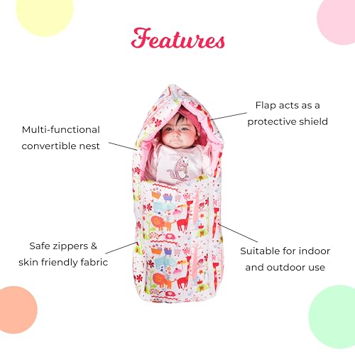 Neñolo Baby Carry Nest/C arry nest for Newborn Baby/Sleeping Bag & Carry Nest/Baby Carry Nest Bed/Age Upto 6 Months/Colour- [Pink] 4