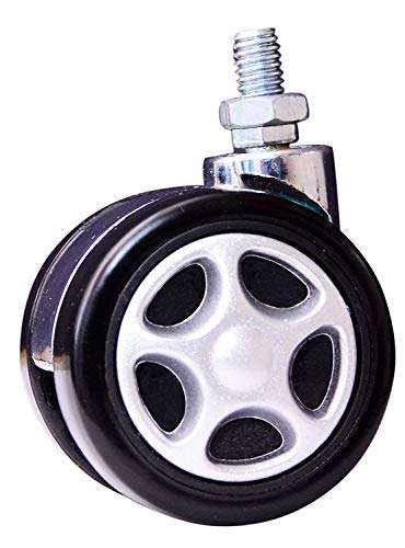 YANA Threaded Twin Heavy Duty Alloy Castor Wheels Set of 5 Pcs for Revolving Chairs, Adjustable Stool-Doctor/Kitchen Stool/Office Stool/Chair/Cafeteria Stool/Bar Stool and Other Revolving Products 5