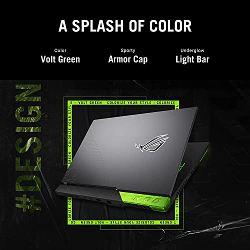 ASUS ROG Strix G15 (2022), 15.6"(39.62 cms) FHD 300Hz/3ms, AMD Ryzen 7 6800H, RTX 3060 6GB Graphics, Gaming Laptop (16GB/1TB SSD/90WHrs Battery/Windows 11/Office 2021/Green/2.3 kg), G513RM-HF274WS 4