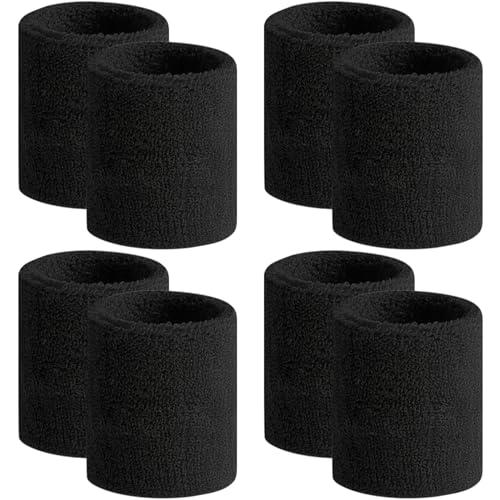 BEACE Sweatbands Sports Wristband for Men & Women -8pcs Moisture Wicking Athletic Cotton Terry Cloth Sweatband for Tennis, Basketball, Running, Gym, Working Out 1