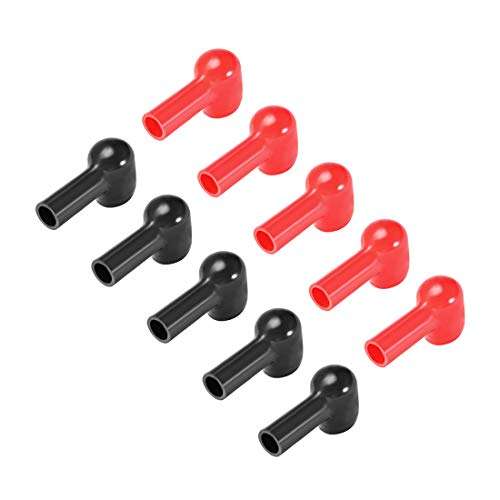 uxcell Battery Terminal Insulating Rubber Protector Covers for 14mm Terminal 8mm Cable Red Black 5 Pairs 1