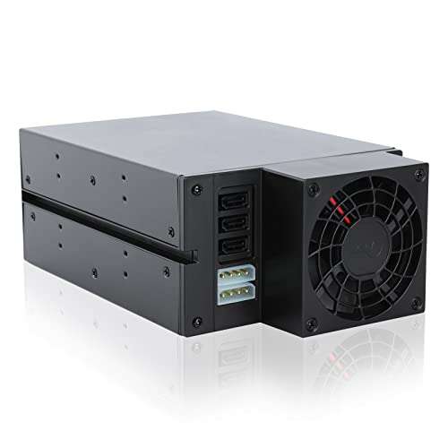 RackChoice Internal Hard Drive Enclosure 3x2.5”/3.5” SATA/SAS Hard Drive Backplane 6 Gbps HDD hotswap in 2xExternal 5.25" Bay 4