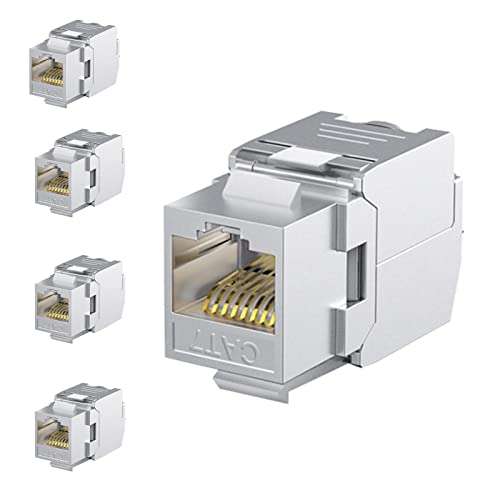 CAT7 Keystone Jack Shielded Zinc-Alloy RJ45 Tool-Free Coupler (5 pc) 1