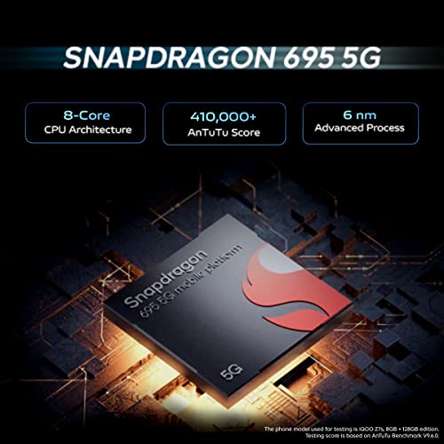 iQOO Z7s 5G by vivo (Pacific Night, 8GB RAM, 128GB Storage) | Ultra Bright AMOLED Display | Snapdragon 695 5G 6nm Processor | 64 MP OIS Ultra Stable Camera | 44WFlashCharge 4