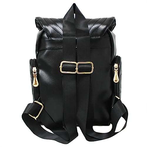 Huasheng Suda Women Pu Leather Owl Cartoon Backpack Fashion Casual Satchel Small Backpack(black) 4