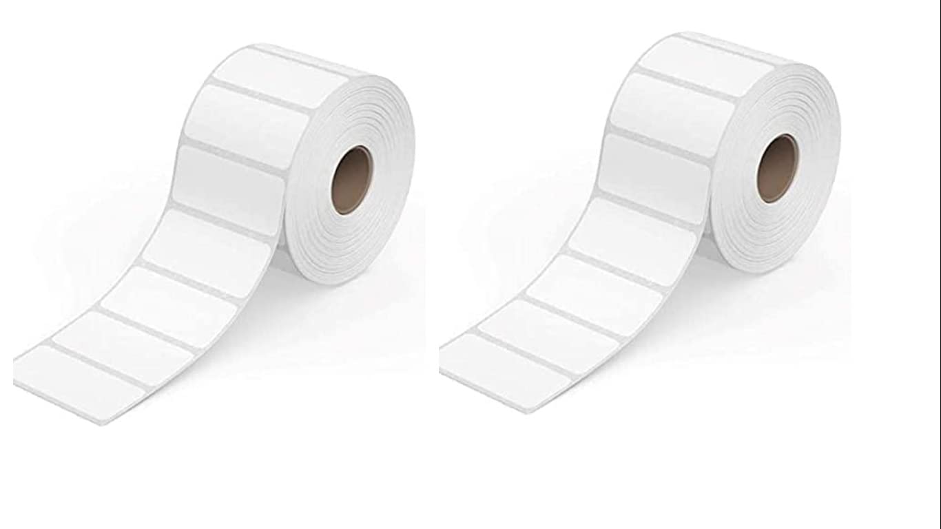 50x25 Chromo Barcode Label Sticker - 2 x 1 inches - 50mm x 25mm - 1000 Labels Per Roll - Self Adhesive Sticker for Printing Barcoding (Ribbon Required) (2 Rolls per Pack (1000 labels each roll)) (2) 4