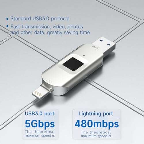 256/128/64GB Encrypted USB Drive, Fingerprint Flash Drive, 3-in-1 Secure Password Protected U Disk, Photo Memory Stick for Phone and-i-d/PC Portable (128GB) 3