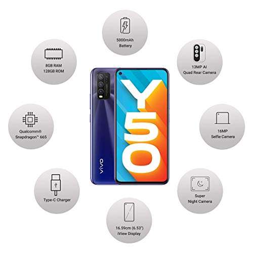 Vivo Y50 (Iris Blue, 8GB RAM, 128GB Storage) Without Offer 2