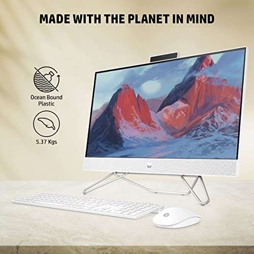 HP All-in-One PC 12th Gen Intel Core i5-1235U 24-Inch(60.5 cm) FHD Anti-Glare Desktop (8GB RAM/1TB HDD+256GB/Win 11/Wireless Keyboard and Mouse Combo/MSO/IR Privacy Camera/Starry White) 24-cb1902in 6