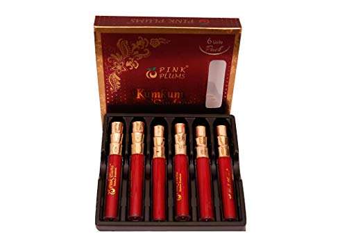 PINK PLUMS Matte Red Beauty Liquid Sindoor/Kumkum with Glitter, (Pack of 6 Units) 1