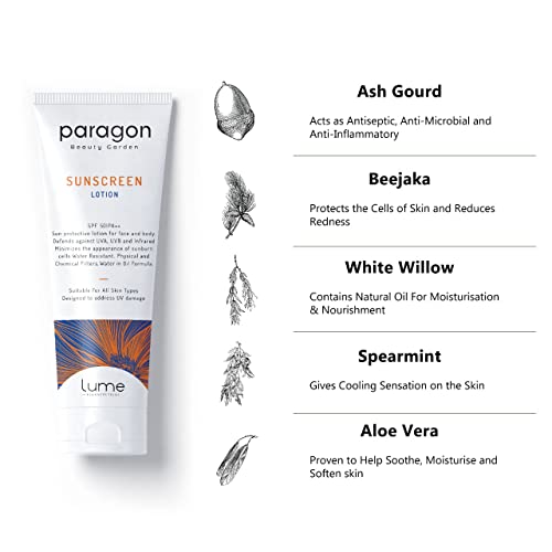 Lume By Paragon Beauty Garden Sunscreen Lotion SPF 50 & PA++ | Protected from UVA UVB Rays | Water Resistant | All Skin Types for Women and Men (120 gm) 4
