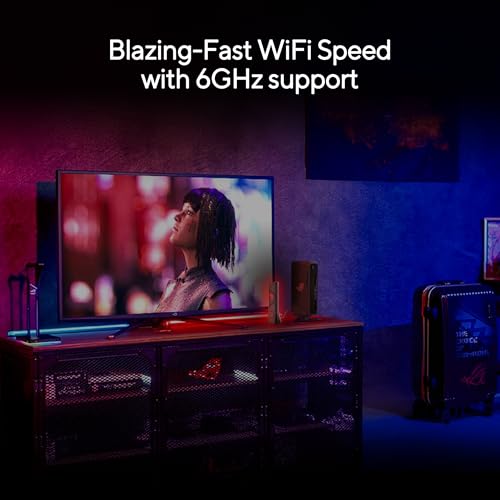 ASUS ROG USB-BE92 Tri-Band BE6500 WiFi 7 USB Adapter, 6GHz Band, Support 4096-QAM, Multi-Link Operation (MLO), Compatible with Type A and C, WPA3 Network Security 4